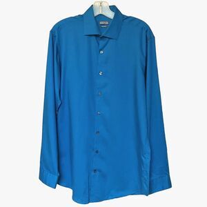 Kenneth Cole Shirt Men’s Medium Reg Reaction Blue Long Sleeve Button Up